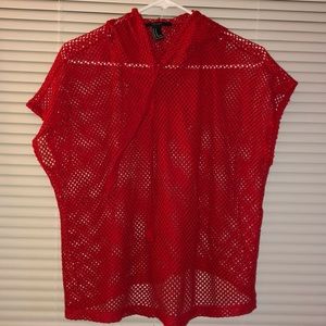 red swimsuit cover up